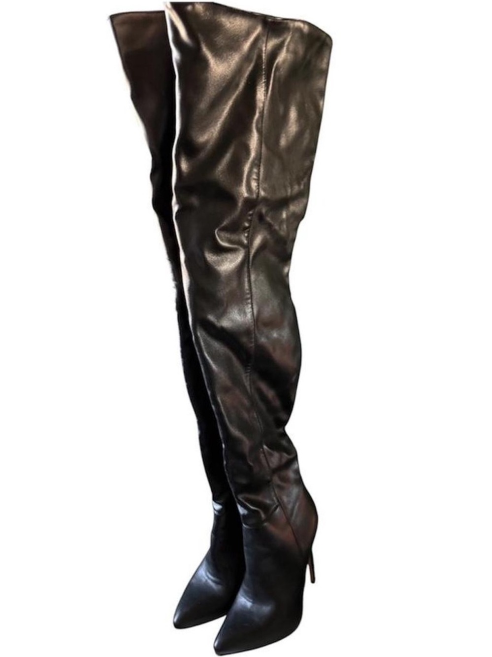 Black leather over the knee boot